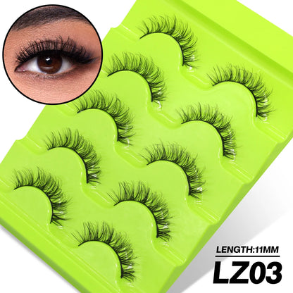 GROINNEYA 5 Pairs L Curl Lashes New Faux Mink Lashes 3D Mink Eyelashes Reusable Fluffy Eyelash Extension Makeup