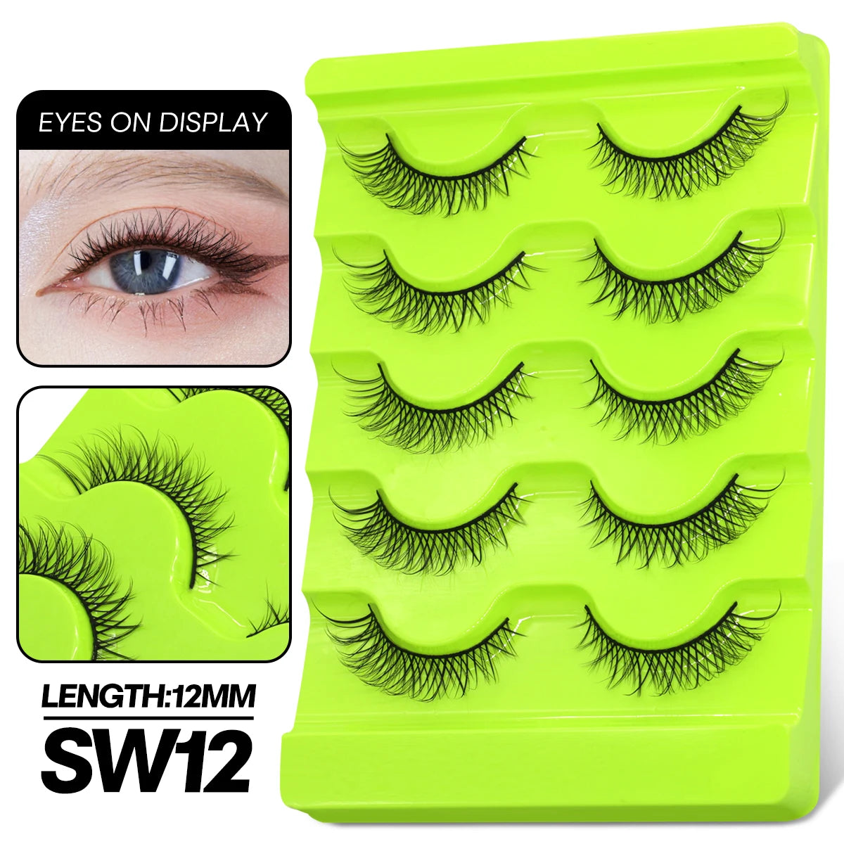 GROINNEYA Manga Lashes 5 pairs Eyelashes 3D Natural False Lashes Fluffy Soft Cross Winged Natural Realistic Eyelash Extension