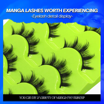 GROINNEYA Manga Lashes 5 pairs Eyelashes 3D Natural False Lashes Fluffy Soft Cross Winged Natural Realistic Eyelash Extension