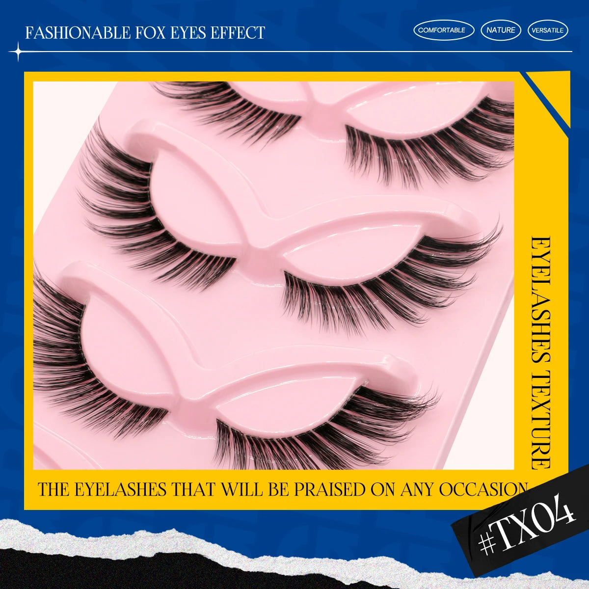 GROINNEYA Cat Eye Lashes Faux Mink Eyelashes Clear Band Lashes Winged End Eye Elongated Fake Lashes Soft Eyelashes Extension