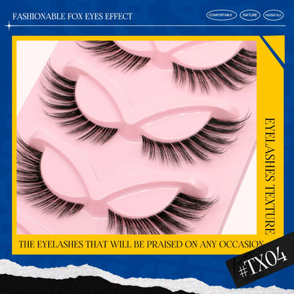 GROINNEYA Cat Eye Lashes Faux Mink Eyelashes Clear Band Lashes Winged End Eye Elongated Fake Lashes Soft Eyelashes Extension