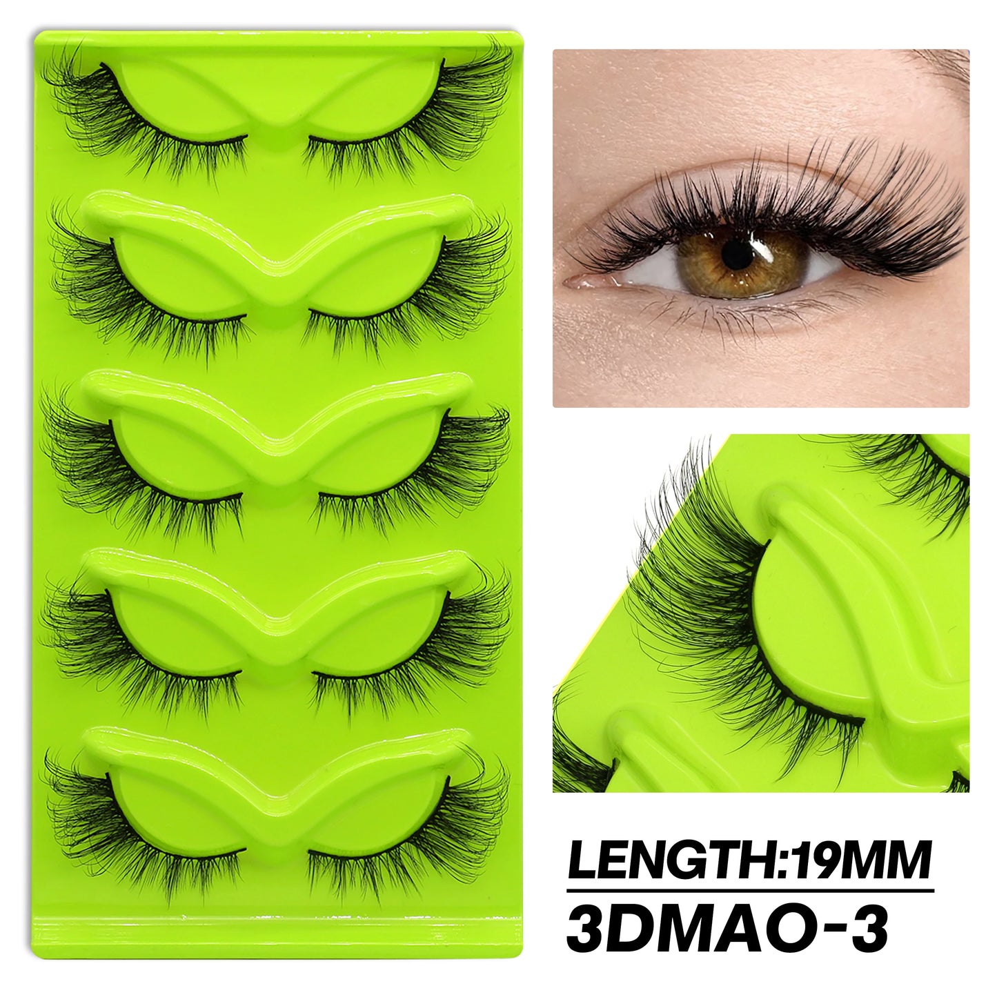 GROINNEYA Fluffy False Eyelashes 5 pairs Cat Eye Lashes 3D Faux Mink Eyelashes Cross Cluster Fairy Lashes Extension