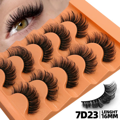 GROINNEYA 5 Pairs Fluffy Eyelashes 8D Volume False Lashes Russian Strip Lashes Extensions Thick Soft Curly Fake Lashes Makeup