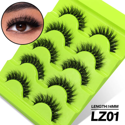 GROINNEYA 5 Pairs L Curl Lashes New Faux Mink Lashes 3D Mink Eyelashes Reusable Fluffy Eyelash Extension Makeup