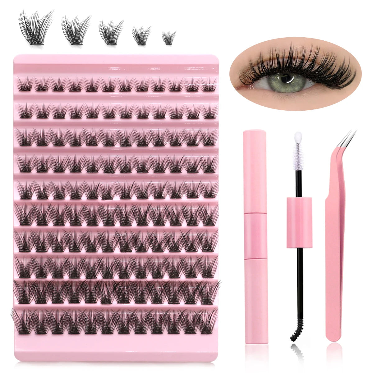 GROINNEYA DIY Lash Extension Kit – Mix Clusters & Bond Seal