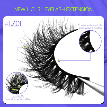 GROINNEYA 5 Pairs L Curl Lashes New Faux Mink Lashes 3D Mink Eyelashes Reusable Fluffy Eyelash Extension Makeup