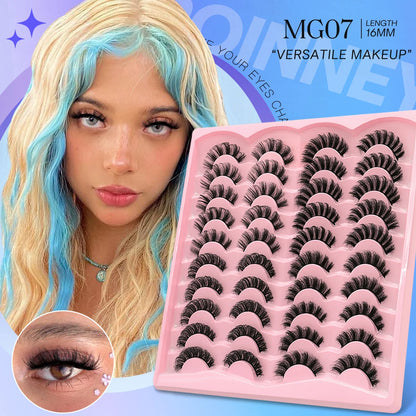 Russian Strip Lashes 5/10/20 pairs Fluffy Mink Lashes 3D False Eyelashes Russian  Eyelashes D Curl Fake Eyelashes  Makeup