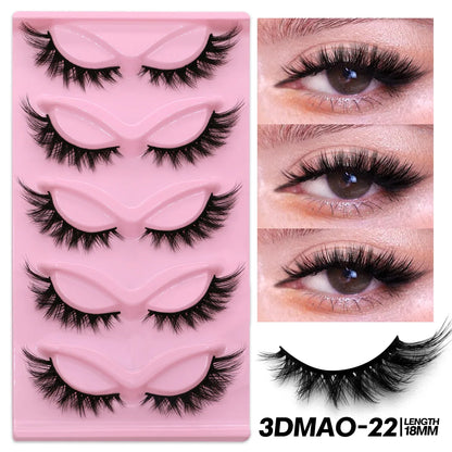 GROINNEYA Cat Eye Lashes Faux Mink Eyelashes Natural long Full Strip Lashes Winged End Eye Elongated Fake Lashes Soft Eyelashes