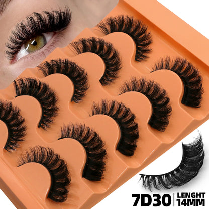 GROINNEYA 5 Pairs Fluffy Eyelashes 8D Volume False Lashes Russian Strip Lashes Extensions Thick Soft Curly Fake Lashes Makeup