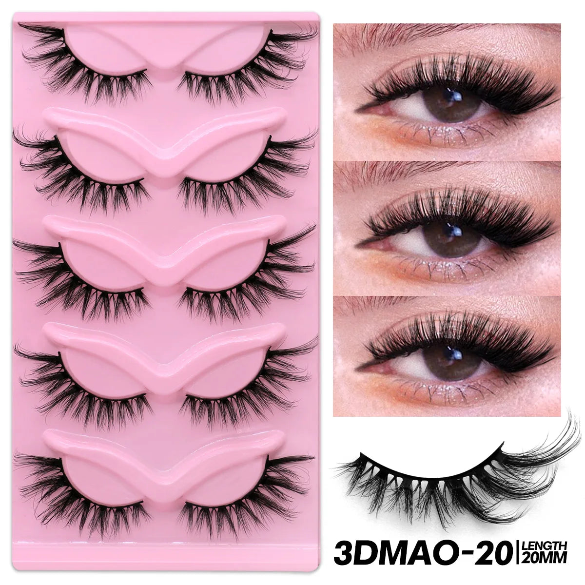 GROINNEYA Cat Eye Lashes Faux Mink Eyelashes Natural long Full Strip Lashes Winged End Eye Elongated Fake Lashes Soft Eyelashes