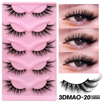 GROINNEYA Cat Eye Lashes Faux Mink Eyelashes Natural long Full Strip Lashes Winged End Eye Elongated Fake Lashes Soft Eyelashes