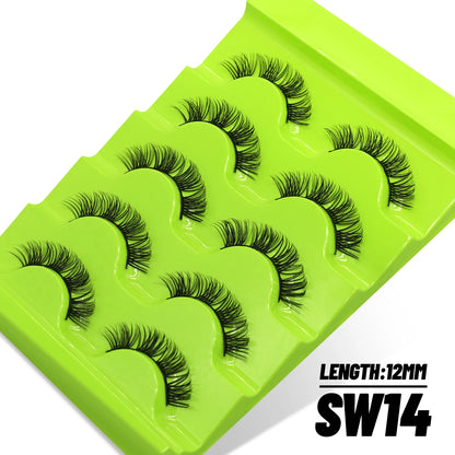 GROINNEYA 5 Pairs L Curl Lashes New Faux Mink Lashes 3D Mink Eyelashes Reusable Fluffy Eyelash Extension Makeup