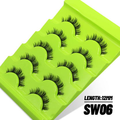 GROINNEYA 5 Pairs L Curl Lashes New Faux Mink Lashes 3D Mink Eyelashes Reusable Fluffy Eyelash Extension Makeup