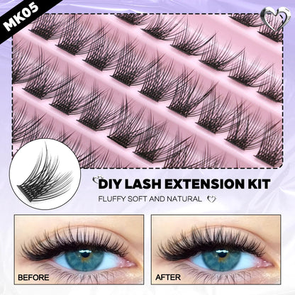 GROINNEYA DIY Lash Extension Kit – Mix Clusters & Bond Seal