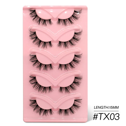 GROINNEYA Cat Eye Lashes Faux Mink Eyelashes Clear Band Lashes Winged End Eye Elongated Fake Lashes Soft Eyelashes Extension