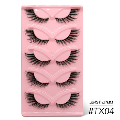 GROINNEYA Cat Eye Lashes Faux Mink Eyelashes Clear Band Lashes Winged End Eye Elongated Fake Lashes Soft Eyelashes Extension