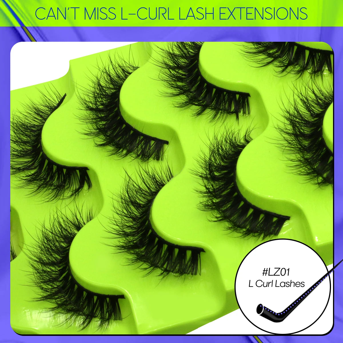 GROINNEYA 5 Pairs L Curl Lashes New Faux Mink Lashes 3D Mink Eyelashes Reusable Fluffy Eyelash Extension Makeup