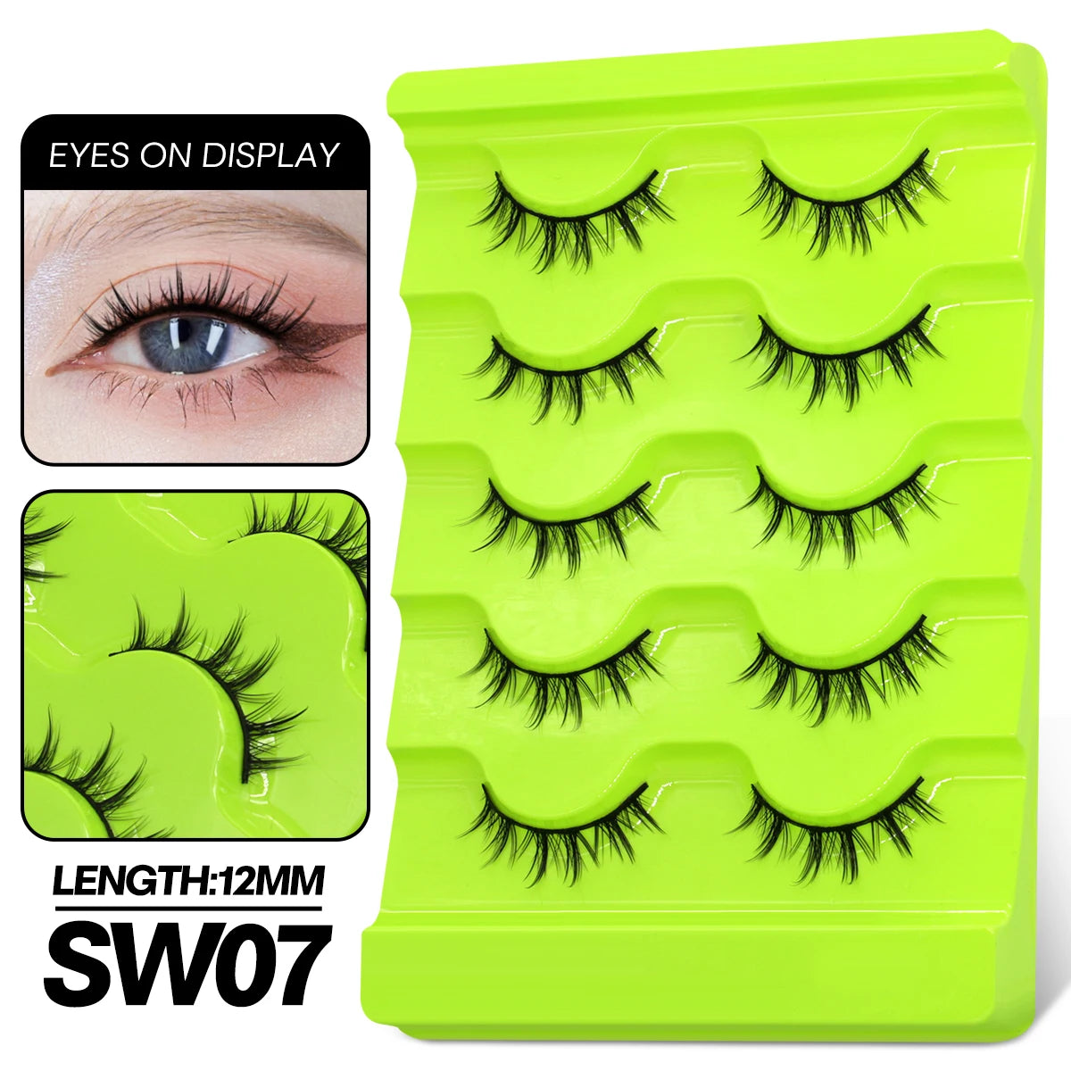 GROINNEYA Manga Lashes 5 pairs Eyelashes 3D Natural False Lashes Fluffy Soft Cross Winged Natural Realistic Eyelash Extension