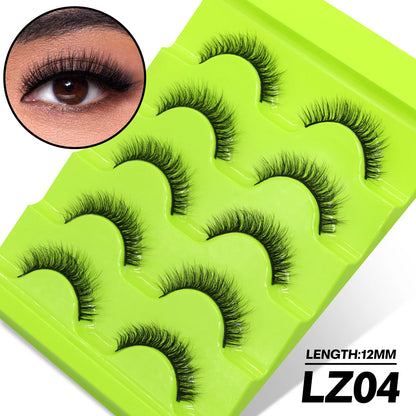 GROINNEYA 5 Pairs L Curl Lashes New Faux Mink Lashes 3D Mink Eyelashes Reusable Fluffy Eyelash Extension Makeup