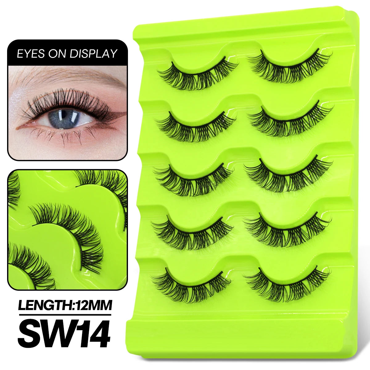 GROINNEYA Manga Lashes 5 pairs Eyelashes 3D Natural False Lashes Fluffy Soft Cross Winged Natural Realistic Eyelash Extension