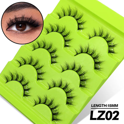 GROINNEYA 5 Pairs L Curl Lashes New Faux Mink Lashes 3D Mink Eyelashes Reusable Fluffy Eyelash Extension Makeup